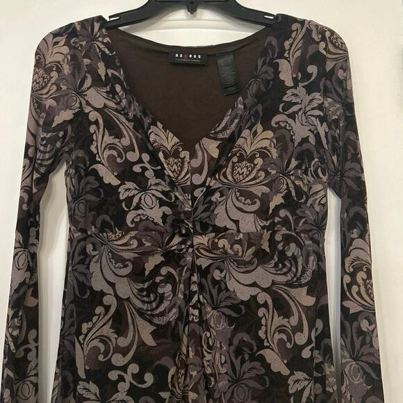 Axcess Y2K Floral Mesh Sheer Sleeves Babydoll Top Whimsigoth Small - Picture 3 of 11